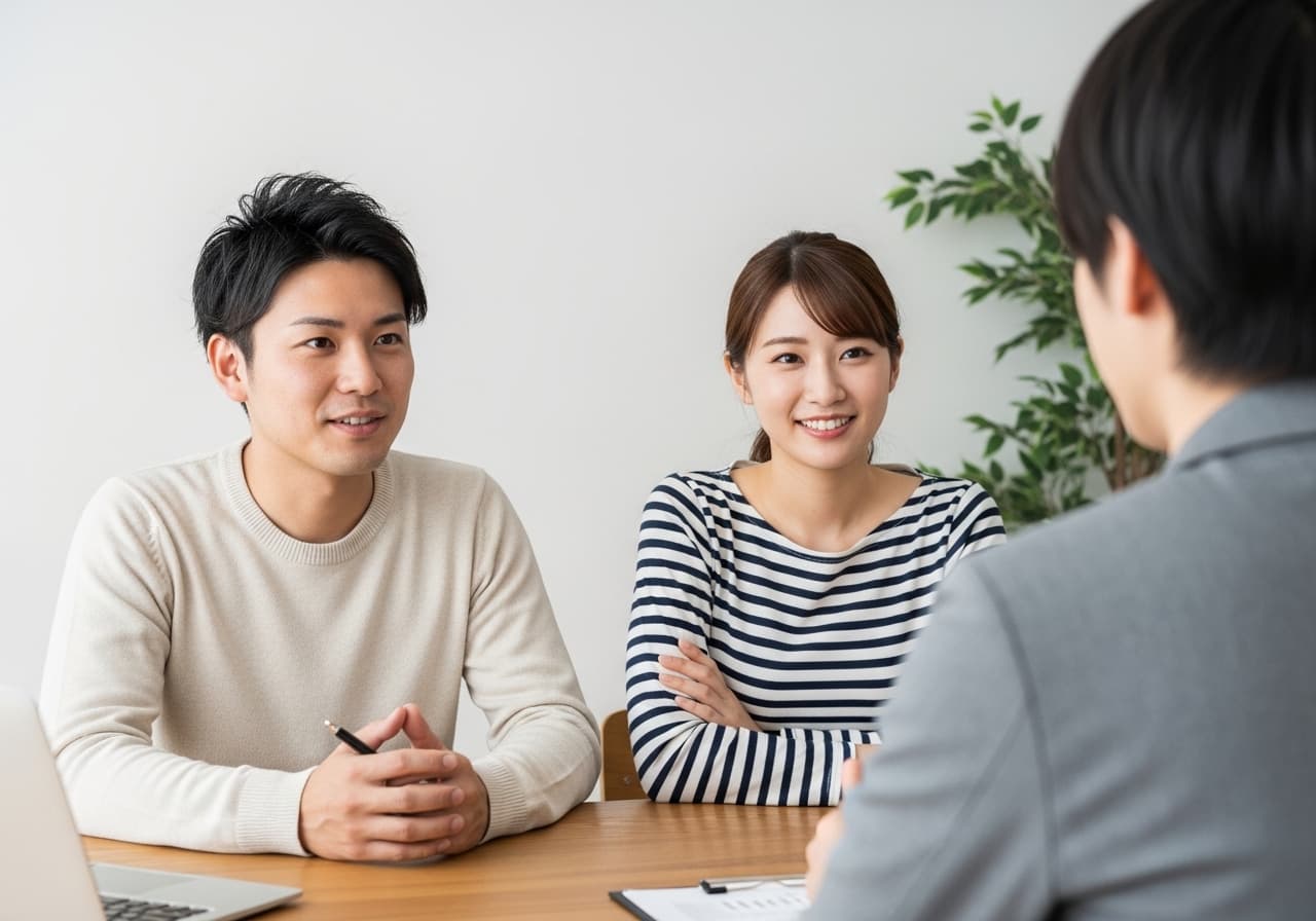 不動産売却の流れを説明する不動産会社スタッフ