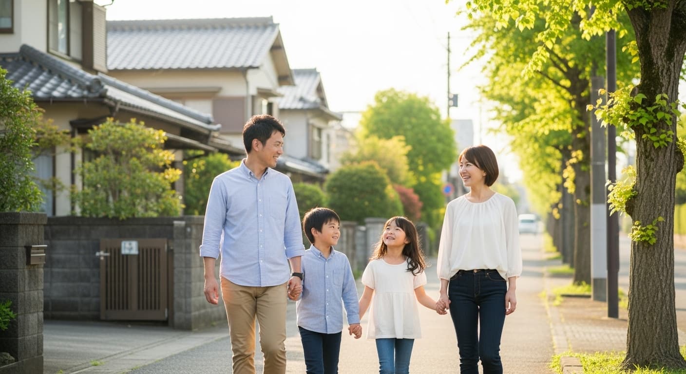 安心した暮らしを楽しむ30代夫婦と子ども2人の家族の様子