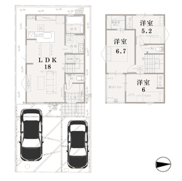 【左京区一乗寺｜新築戸建】並列2台駐車可・収納充実（WIC・カップボード付）・2駅利用可の画像