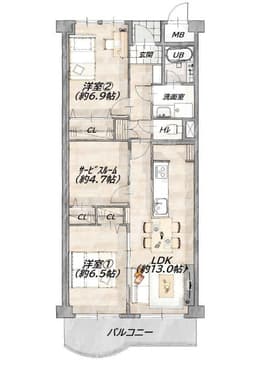 【左京区一乗寺野田町｜中古マンション】ハイツ白川 5階・比叡山を一望・ライフ徒歩6分の画像