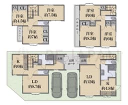 【左京区田中東高原町｜中古一戸建て】東南角地・完全独立型二世帯中古戸建て、ライフ北白川店まで約600ｍの画像