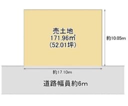 【左京区岩倉長谷町|建築条件無売土地】南向き×間口約17.1mの整形地、前道約6.0m・更地渡しの画像
