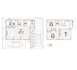 【左京区一乗寺松田町|新築戸建】床暖房で冬も暖かく!2台駐車対応×家事ラク収納が充実したシンプルで心地いい新築一戸建ての画像
