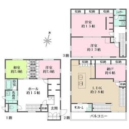 【左京区岩倉南池田町|中古戸建て】地下鉄「国際会館」駅徒歩10分・敷地約58坪・車3台駐車可・約28帖LDKの画像